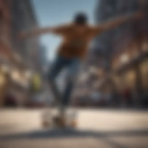 Skateboarder in stylish attire doing a trick