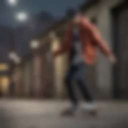 Skateboarder in stylish zip-up jacket performing a trick