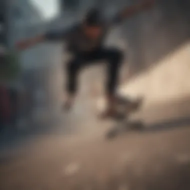 Urban Skateboarding Performance Skateboarder in urban setting performing a trick