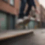 Skateboarder performing a kickflip trick