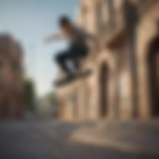 Skateboarder executing a perfect ollie trick