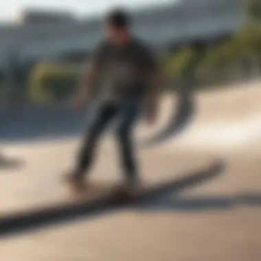 Urban Skatepark Adventure Skateboarder navigating a challenging urban skatepark