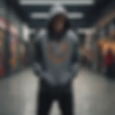 Identity in Motion: Skater and Hoodie Connection Skater expressing personal identity through choice of bling zip-up hoodie