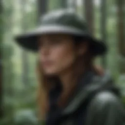 Sleek boonie rain hat in forest setting