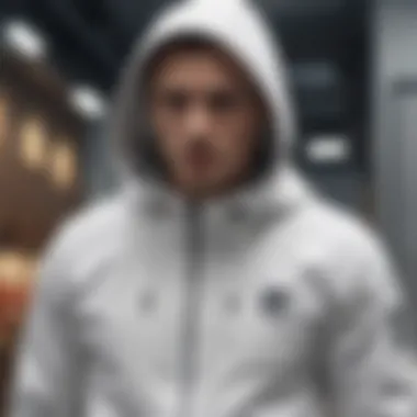 Tech Fusion: Sporty White Hooded Jacket for the Modern Enthusiast Sporty White Hooded Jacket with Tech-Fabric Construction