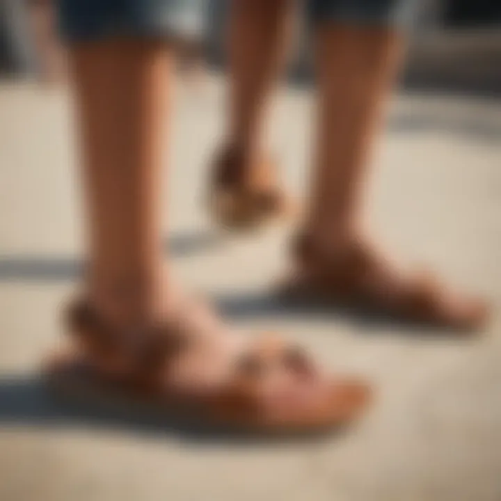 Group of skateboarders showcasing their tan reef sandals