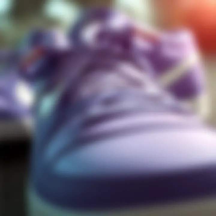 Detail of Unique Design Elements in Violet Nikes Close-up of violet Nikes highlighting unique design elements
