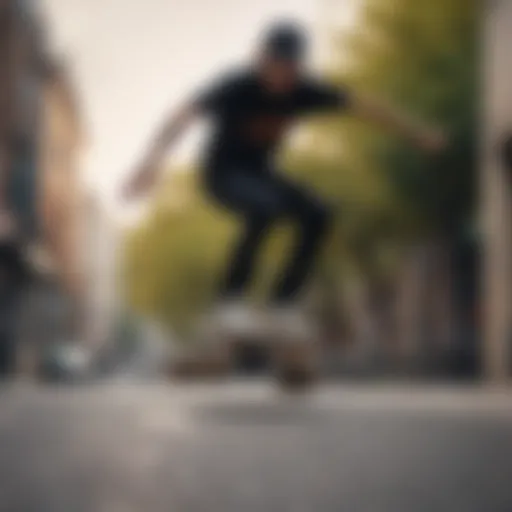 Dynamic skateboarding stunt showcasing individual expression