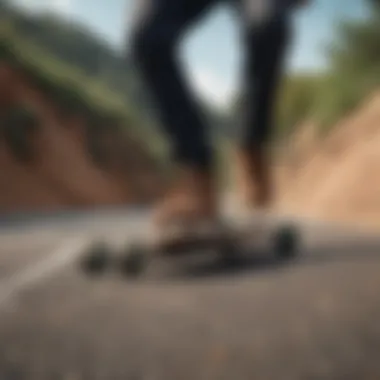 Longboard Riding Downhill Longboard navigating a downhill slope