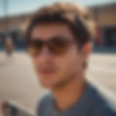 Group of skaters with varied styles of flat rim sunglasses