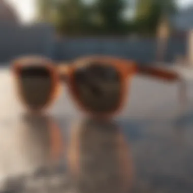 Stylish Flat Rim Sunglasses in Action Stylish flat rim sunglasses worn by a skateboarder