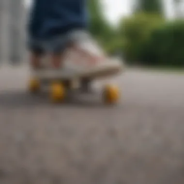 A close-up of a stylish skater chain draped over a skateboard deck