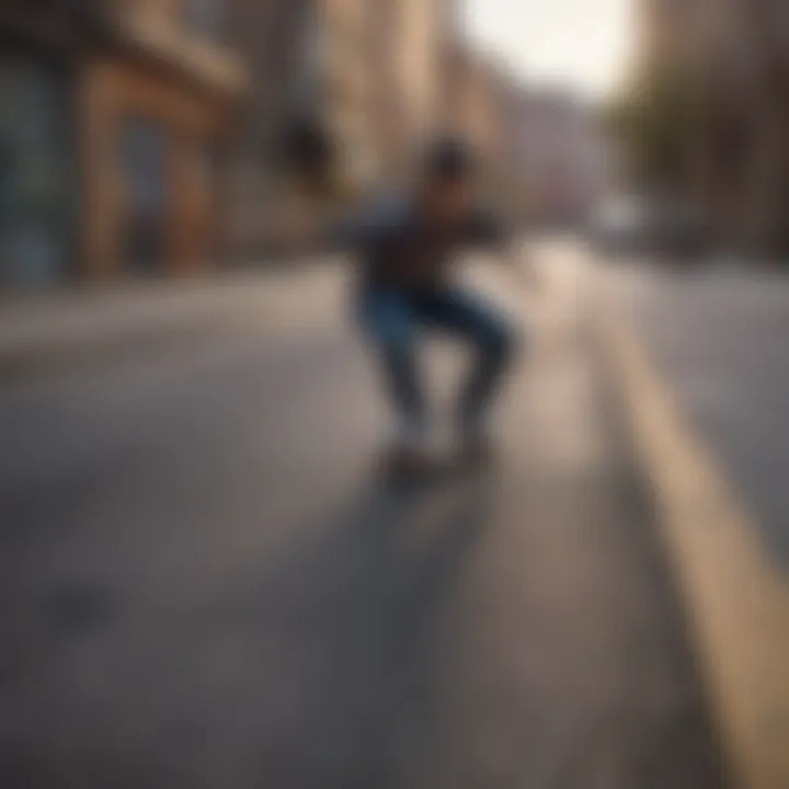 A vibrant urban scene showcasing skaters wearing various styles of chains