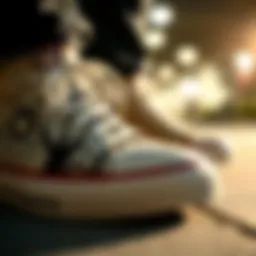 A close-up of slip-on Converse showcasing unique design patterns