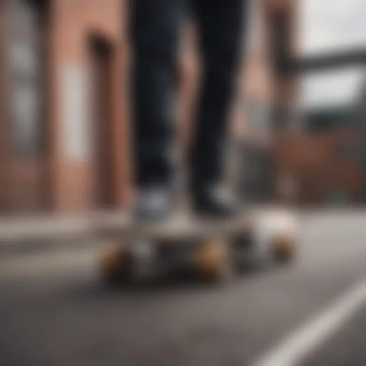 A group of skateboarders displaying their uniquely designed boards