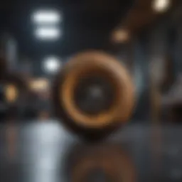 Close-up view of the one ball skateboard showcasing its unique wheel design