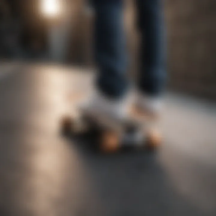 A skateboard being tested on a ramp, illustrating its performance capabilities.