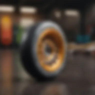 Diverse Skateboard Wheel Options An array of skateboard wheels displaying various colors and materials.