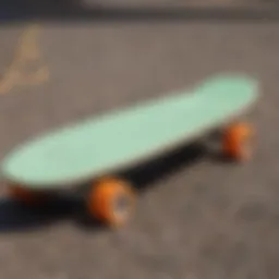 A close-up of the vibrant mint color on a penny board