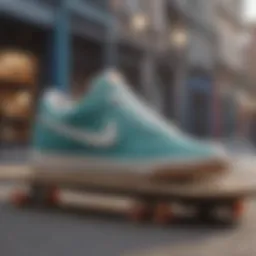 Recyclable Nike sneakers on a skateboard
