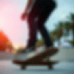 Skater performing a trick while wearing thin black jeans