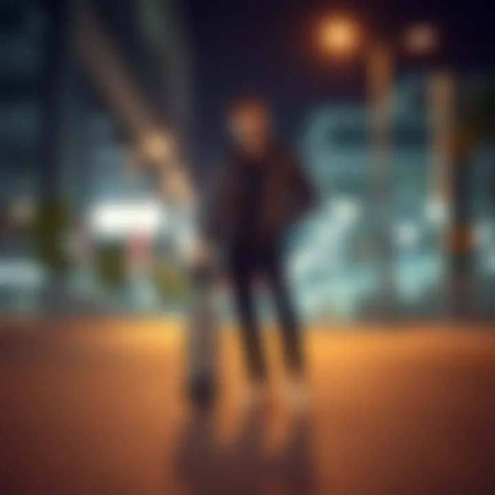 Stylish skater posing with skateboard in urban setting