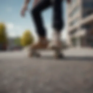 Skateboarder performing tricks while wearing Zoom Blazers, highlighting functionality and style.