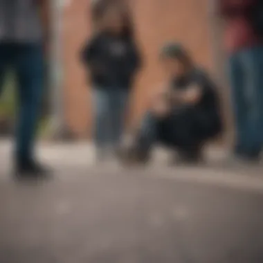 Group of skateboarders discussing the impact of Thundrblade Skates in a community setting.