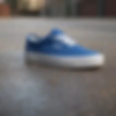 True blue vans showcased in a minimalist fashion setting