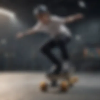 Dynamic Performance in True Junior Skates Young skater performing tricks using True Junior skates