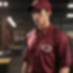 Elegant Maroon Baseball Shirt with Chic Accessories