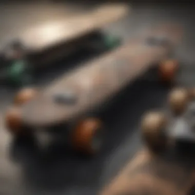 Style Meets Functionality A collection of skateboards and apparel displayed together, representing the fusion of style and functionality.