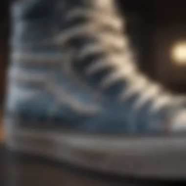 Close-up of Vans high tops showcasing lacing detail