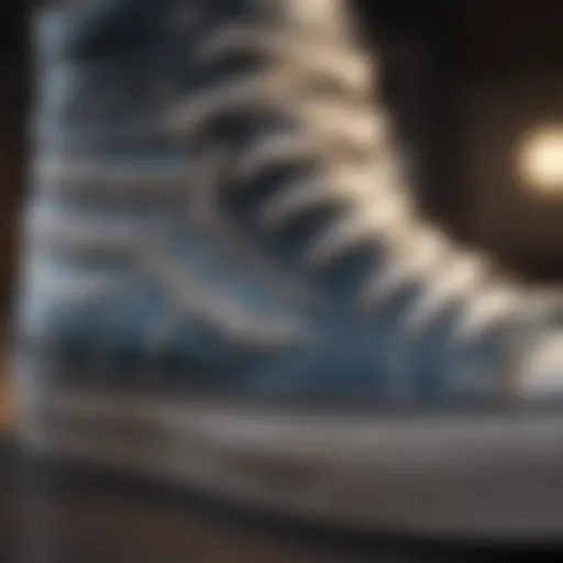 Close-up of Vans high tops showcasing lacing detail