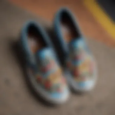 Intricate Design Elements of Loteria Slip-Ons Close-up of the intricate details on Vans Loteria Slip-Ons