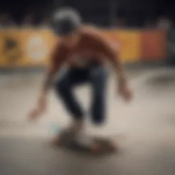 A vibrant skate park scene showcasing diverse skaters embracing vidakush culture