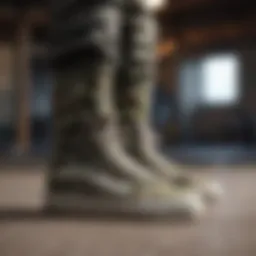 Camo Vans socks peeking out of stylish boots