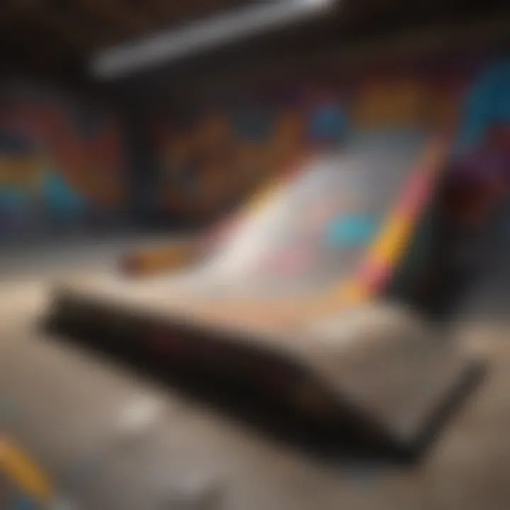 Skate park with colorful graffiti walls and ramps