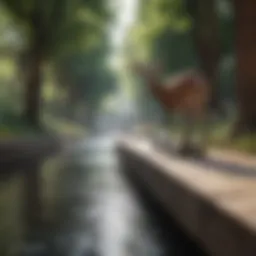 Skateboarder navigating through an urban deer outlet