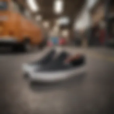 Vans Classic Black Slip-Ons in Action Vans Classic Black Slip-Ons on a skateboard