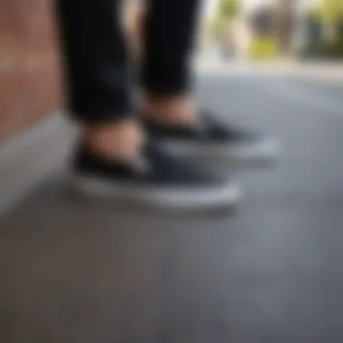 Vans Classic Black Slip-Ons in Street Style Vans Classic Black Slip-Ons styled in street fashion