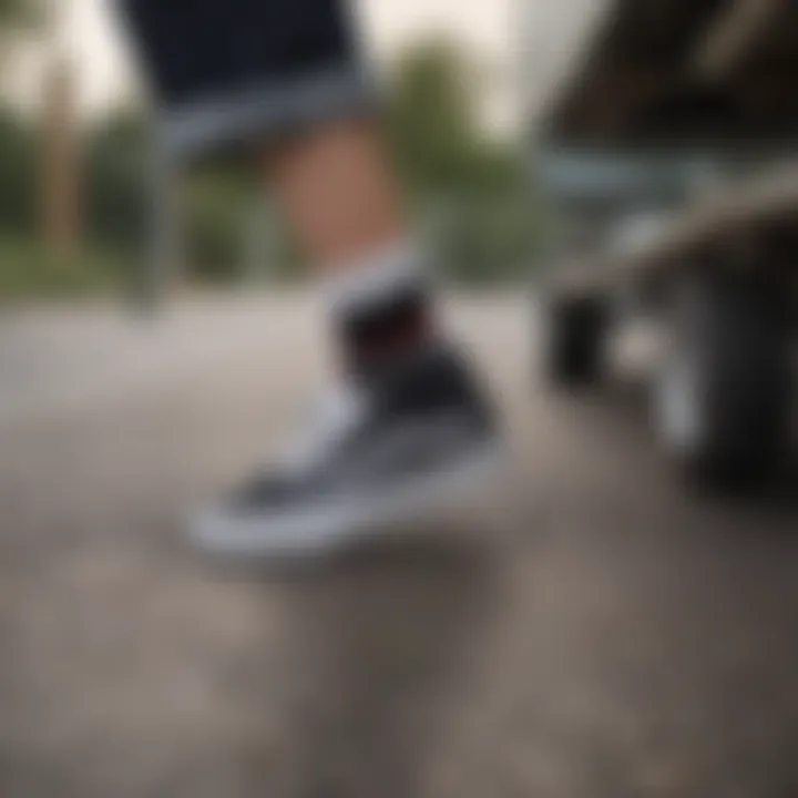 Vans low socks being worn during a skateboarding session.