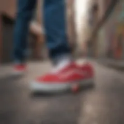 Vans Off the Wall skate shoes displayed on a vibrant urban backdrop