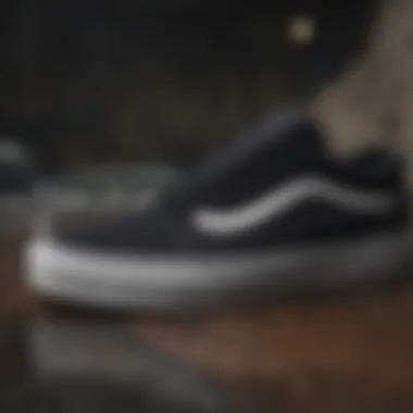 Close-up of the materials used in Vans Old Skool Black Waterfall