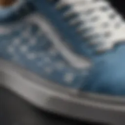 Close-up detail of the Vans Old Skool Blue Checkerboard design