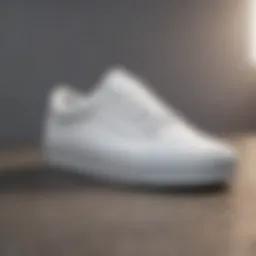 Vans Old Skool Triple White sneakers showcasing sleek design on a skateboard