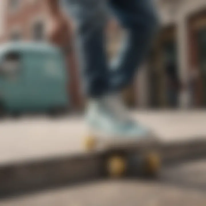 Skateboarder wearing Vans Pastel Block in action