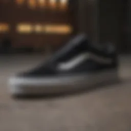 Profile view of the iconic Vans Skate Old Skool Black showcasing its classic design.