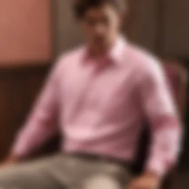 Timeless Elegance in Pink Elegant pink button-down shirt draped over a vintage chair