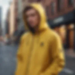 Elegant yellow windbreaker on a cityscape background